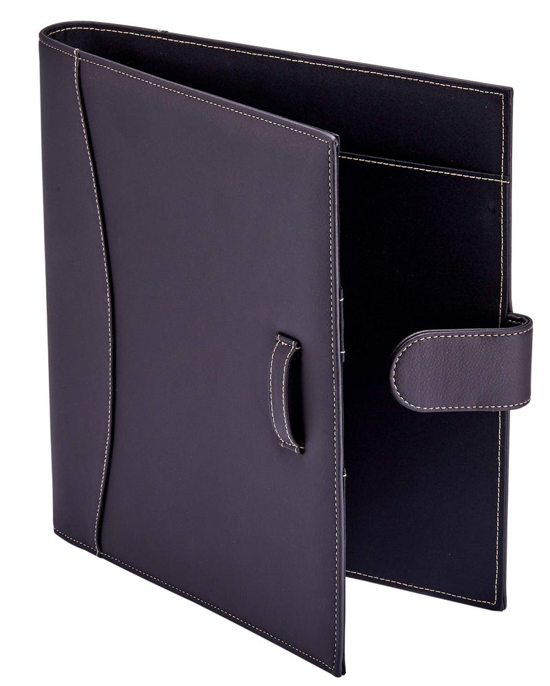 It's Academic Executive Leather Portfolio Folder, 1" Ring Binder and 250-Sheet Capacity to Organize Resumes, Business Cards, Note Pads, and Legal-Size Documents, Pen Loop, Dark Brown Faux Leather - Image 1